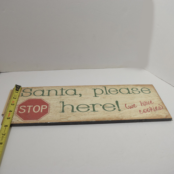 New Santa Please Stop Here We Have Cookies Wood Sign 16" x 5.75" Sealed Holiday - Picture 5 of 5